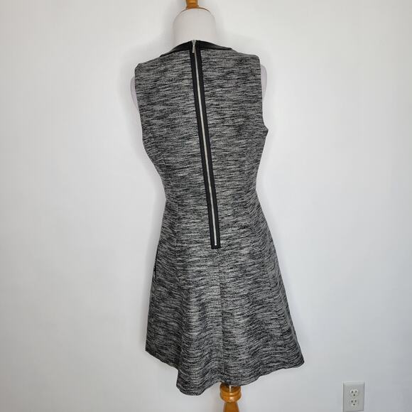 Madewell The Anywhere Dress Tweed Black Fit Flare Faux Leather Women 6 - Picture 4 of 13